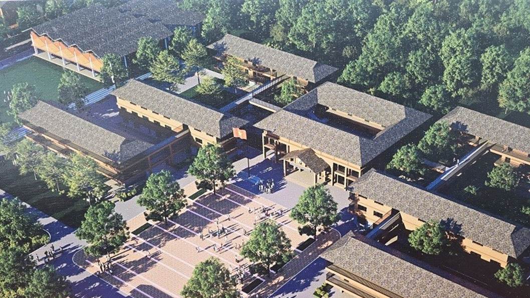 Phối cảnh thiết kế Trường liên cấp Si Pa Phìn hiện đang được xây dựng tại xã biên giới Si Pa Phìn, tỉnh Điện Biên.